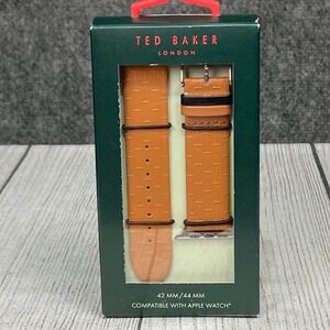 Ted Baker London Apple Watch Band 42mm 44mm‎ Brown Embossed Leather Strap
